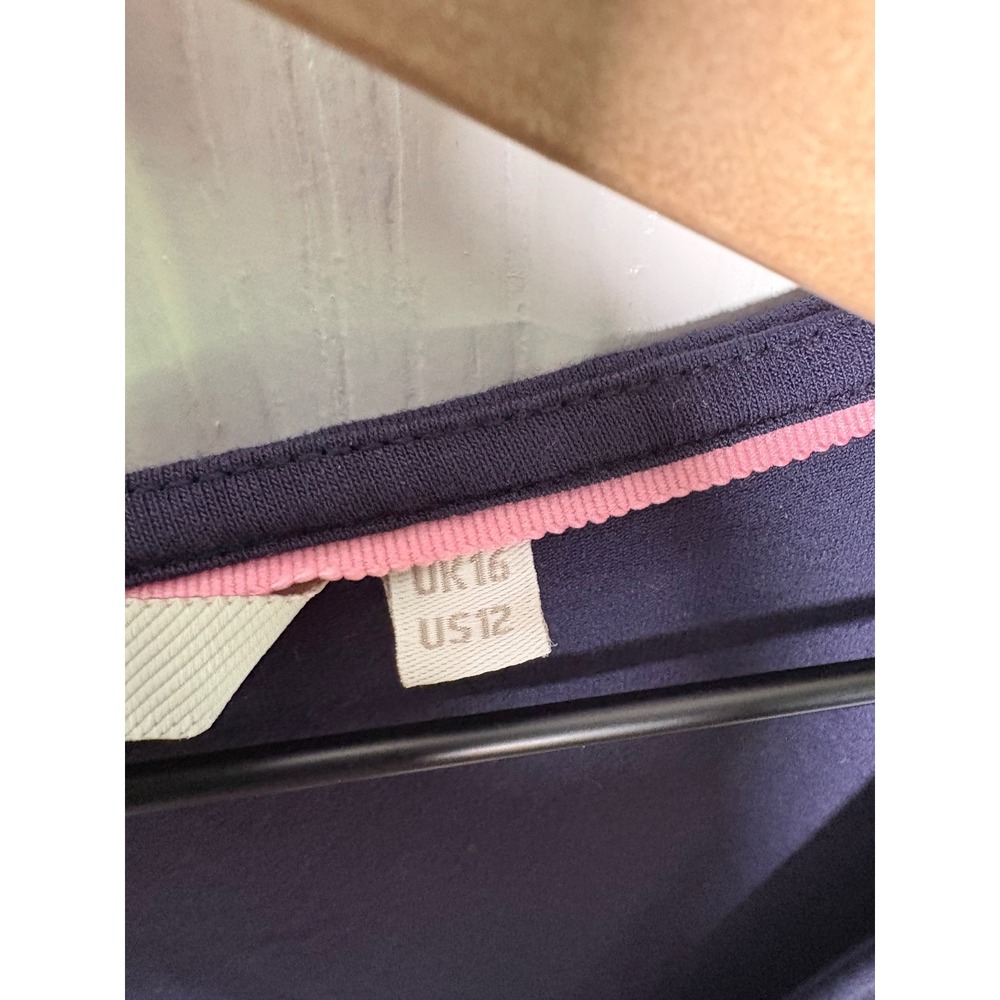Boden Wrap Top Navy Blue Surplice Short Sleeve Ruched V-Neck T0939 US 12 - Picture 6 of 6
